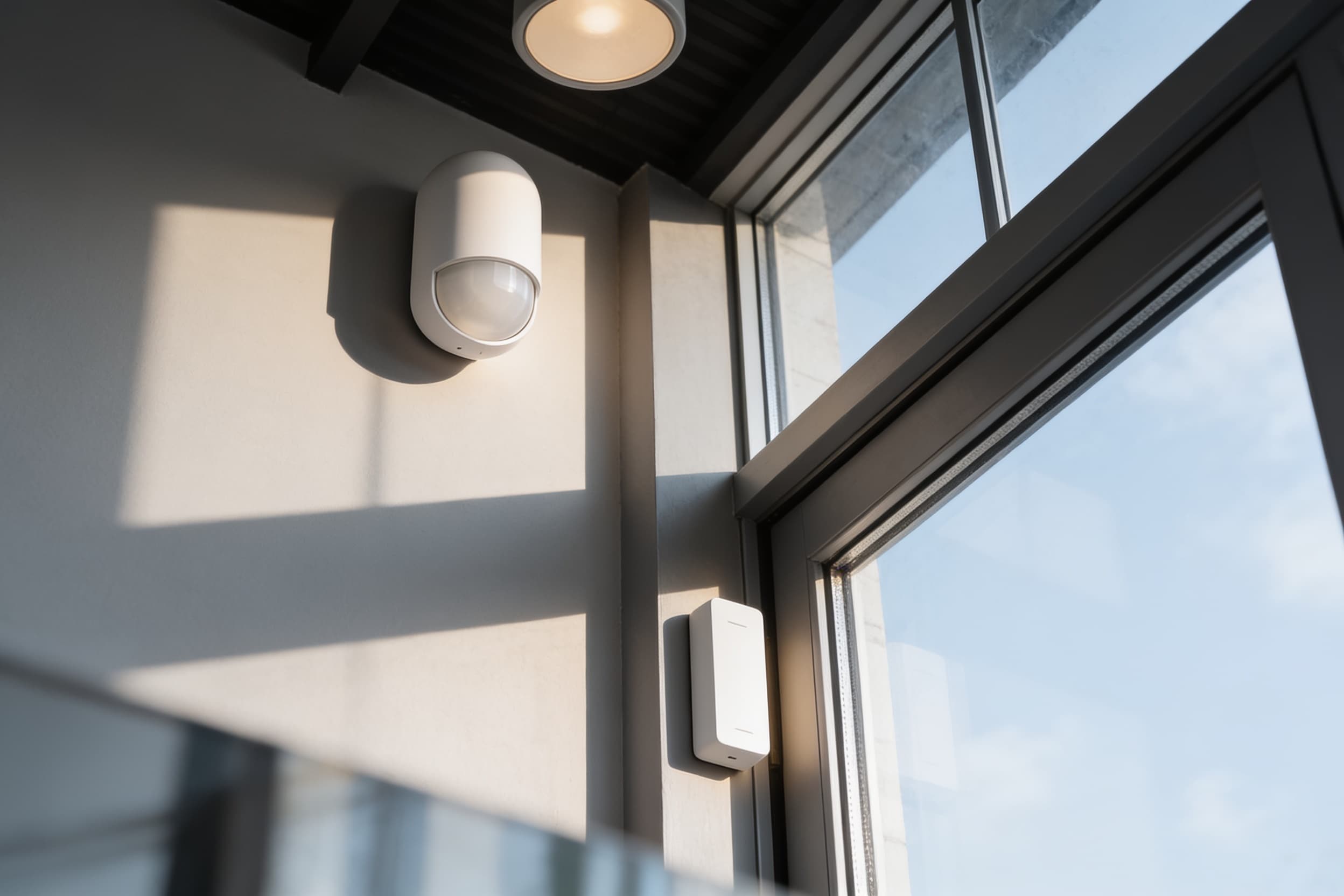 Intrusion sensor mounted at an office window