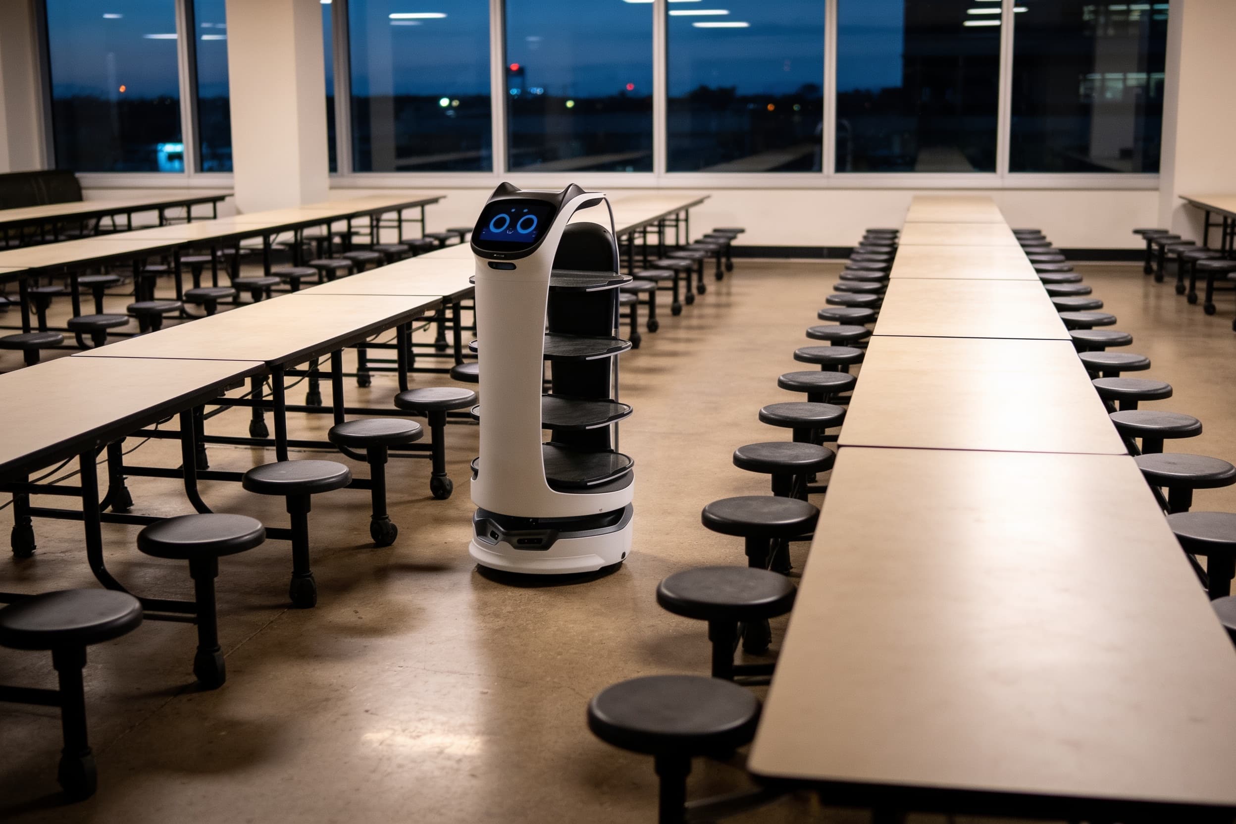 Delivery robot in an office cafeteria
